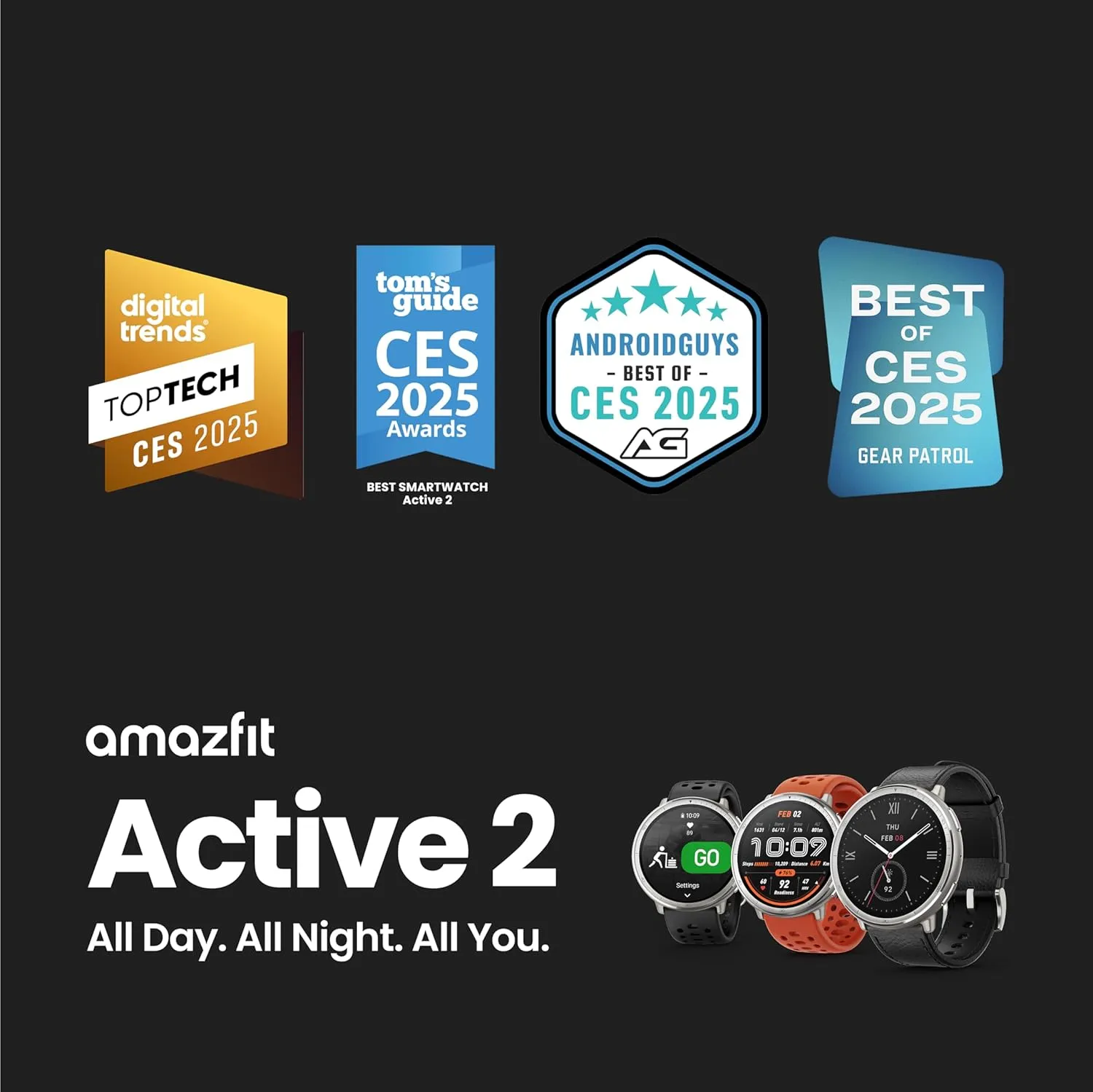 Amazfit Active 2 Smart Watch 44mm, 10 Day Battery, Fitness Tracker, Sleep Monitor, GPS Maps, 160  Sport Modes, Water Resistant, for Android & Apple iPhone, Sapphire Glass, Black Leather Strap