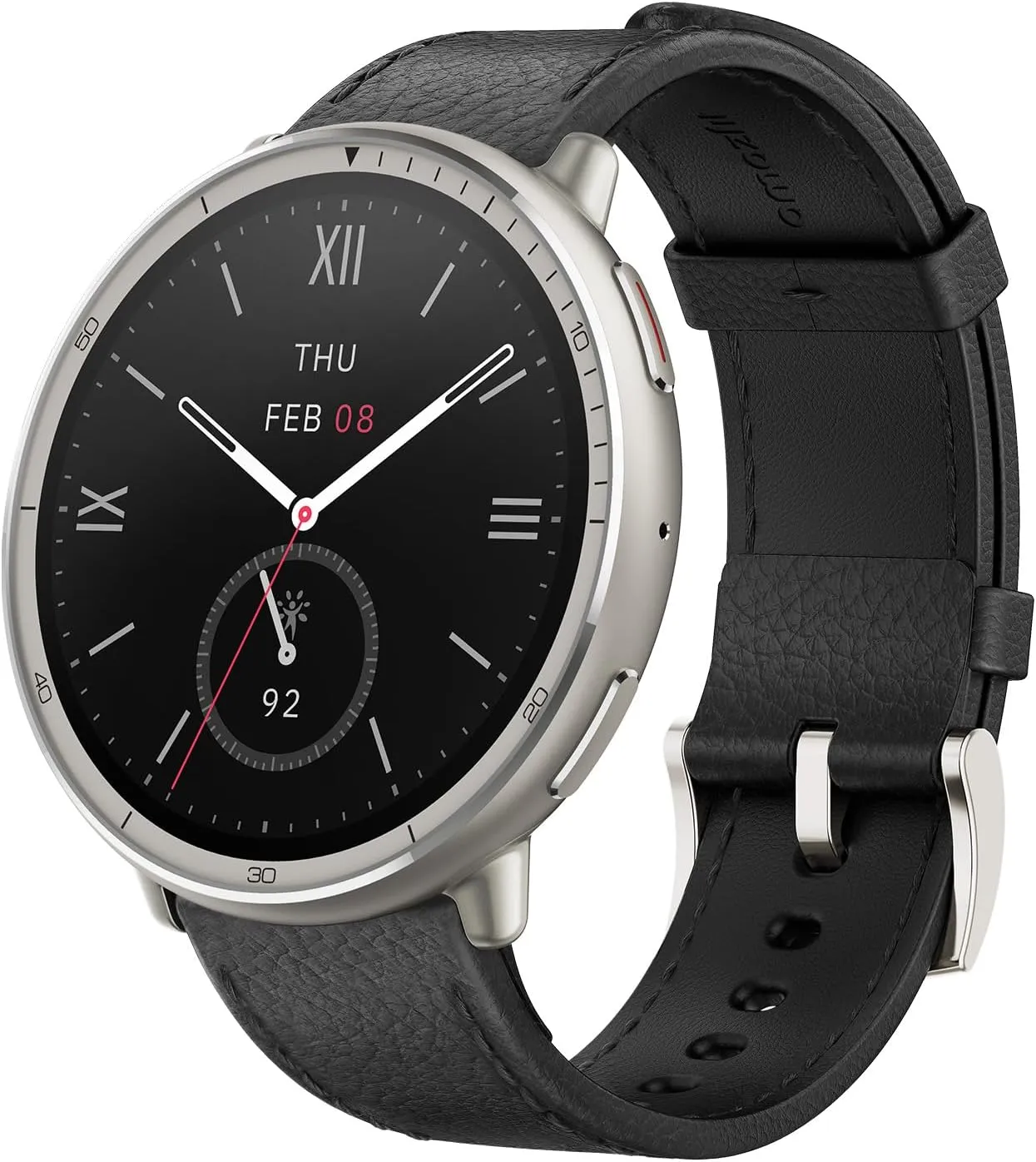 Amazfit Active 2 Smart Watch 44mm, 10 Day Battery, Fitness Tracker, Sleep Monitor, GPS Maps, 160  Sport Modes, Water Resistant, for Android & Apple iPhone, Sapphire Glass, Black Leather Strap