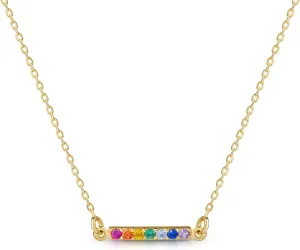 Amberta Lumini Women 925 Sterling Silver Rainbow Crystal Necklace
