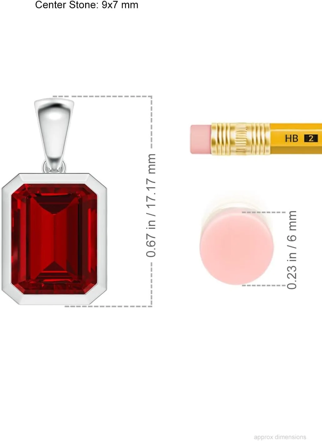 Angara Bezel-Set Emerald-Cut Lab Grown Ruby Solitaire Pendant in 14K Solid Gold/Platinum | July Birthstone, Birthday, Engagement, Anniversary, Wedding Jewelry Gift for Women