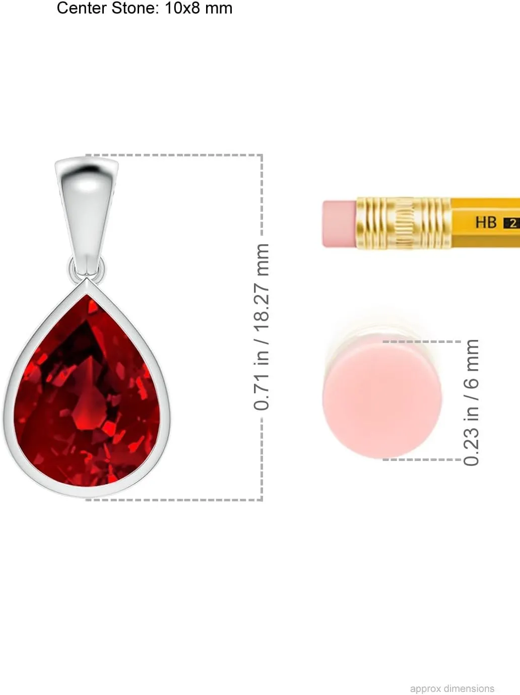Angara Bezel-Set Pear Lab Grown Ruby Solitaire Pendant in 14K Solid Gold/Platinum | July Birthstone, Birthday, Engagement, Anniversary, Wedding Jewelry Gift for Women