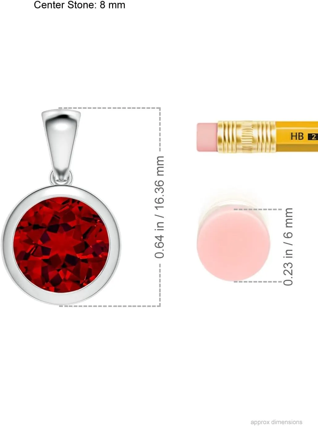 Angara Bezel-Set Round Lab Grown Ruby Solitaire Pendant in 14K Solid Gold/Platinum | July Birthstone, Birthday, Engagement, Anniversary, Wedding Jewelry Gift for Women