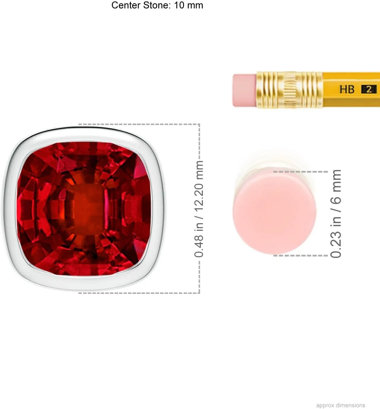 Angara Lab Grown Bezel-Set Cushion Ruby Solitaire Pendant in 14K Solid Gold/Platinum | July Birthstone, Birthday, Engagement, Anniversary, Wedding Jewelry Gift for Women