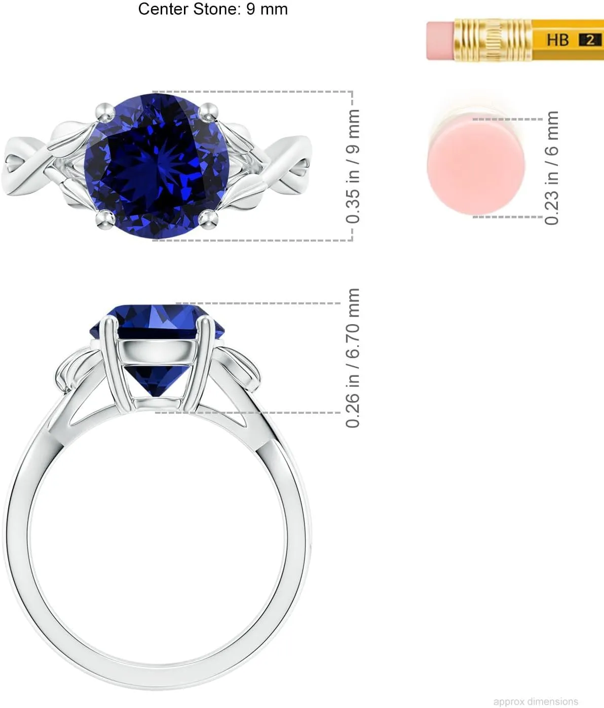 Angara Lab Grown Blue Sapphire Crossover Engagement Ring with Leaf Motifs in 14K Solid Gold/Platinum | September Birthstone, Birthday, Anniversary, Wedding Jewelry Gift for Women
