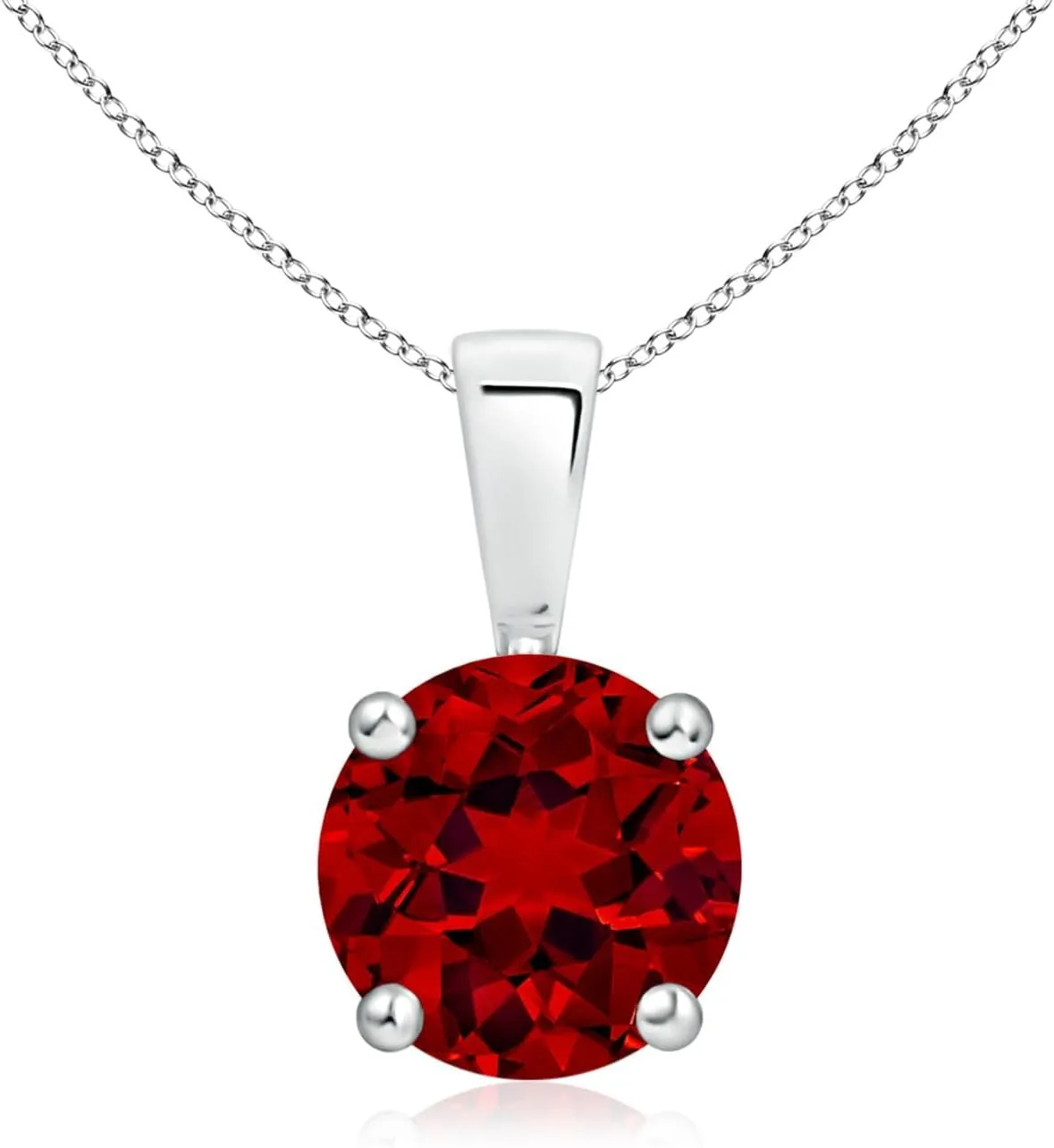 Angara Lab Grown Classic Round Ruby Solitaire Pendant in Silver / 14K Solid Gold/Platinum | July Birthstone, Birthday, Engagement, Anniversary, Wedding Jewelry Gift for Women