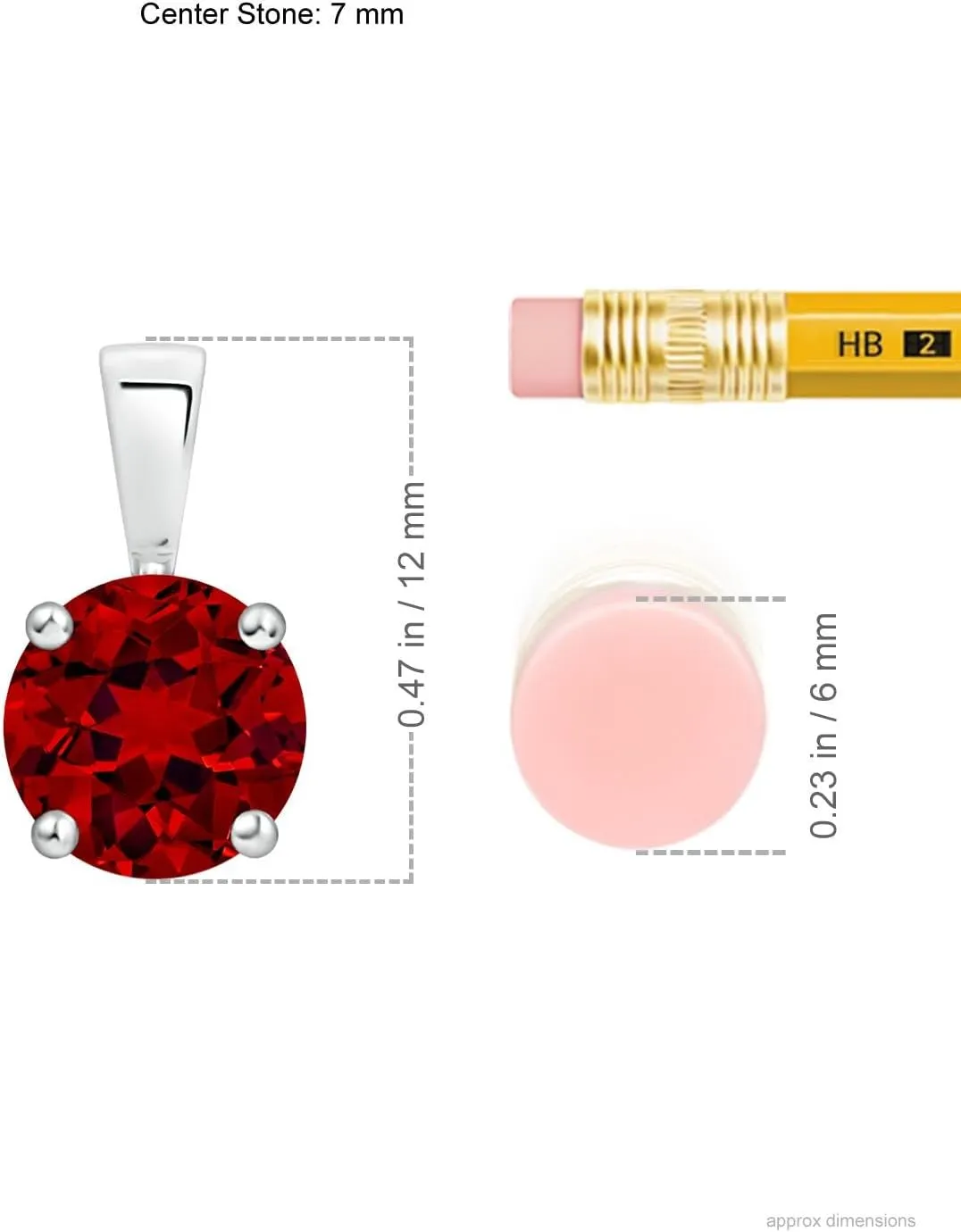 Angara Lab Grown Classic Round Ruby Solitaire Pendant in Silver / 14K Solid Gold/Platinum | July Birthstone, Birthday, Engagement, Anniversary, Wedding Jewelry Gift for Women