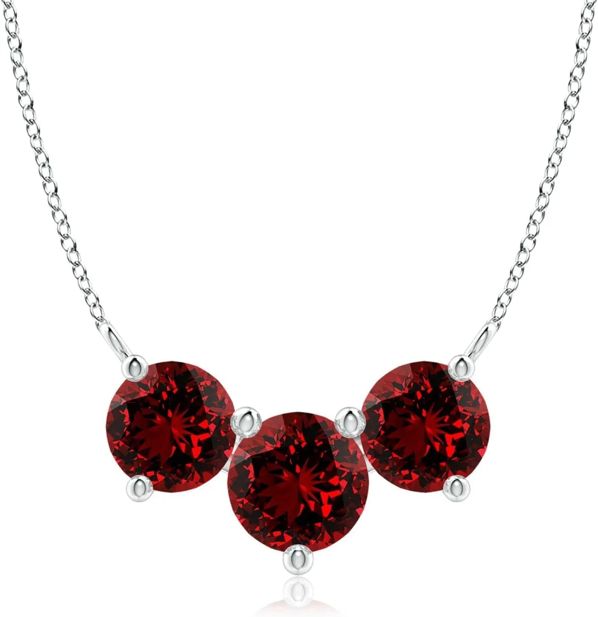Angara Lab Grown Classic Trio Ruby Necklace in 14K Solid Gold/Platinum | July Birthstone, Birthday, Engagement, Anniversary, Wedding Jewelry Gift for Women