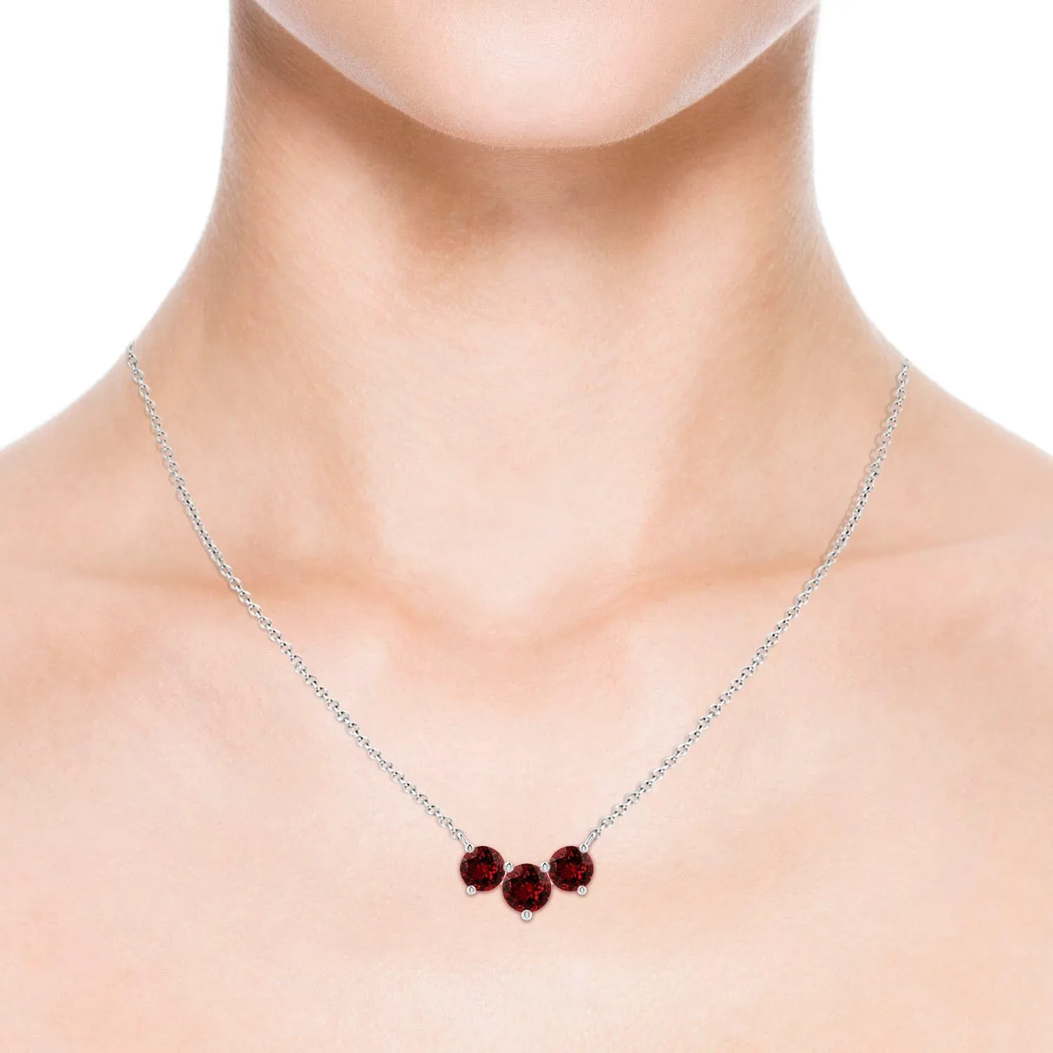 Angara Lab Grown Classic Trio Ruby Necklace in 14K Solid Gold/Platinum | July Birthstone, Birthday, Engagement, Anniversary, Wedding Jewelry Gift for Women