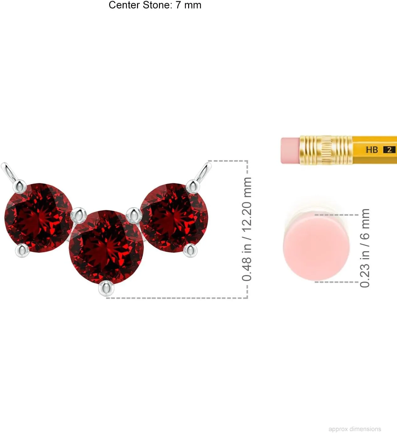 Angara Lab Grown Classic Trio Ruby Necklace in 14K Solid Gold/Platinum | July Birthstone, Birthday, Engagement, Anniversary, Wedding Jewelry Gift for Women