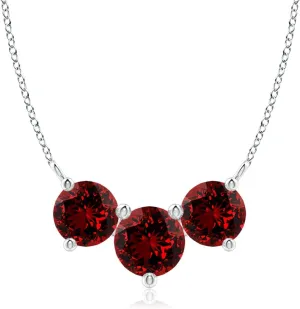 Angara Lab Grown Classic Trio Ruby Necklace in 14K Solid Gold/Platinum | July Birthstone, Birthday, Engagement, Anniversary, Wedding Jewelry Gift for Women