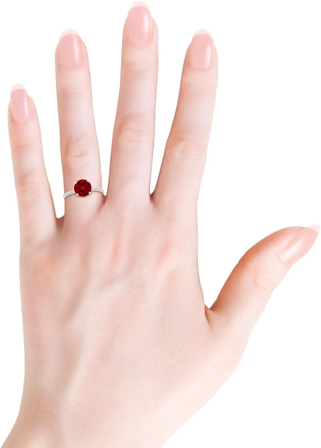 Angara Lab Grown Peg Head Round Ruby Classic Engagement Ring in 14K Solid Gold/Platinum | July Birthstone, Birthday, Anniversary, Wedding Jewelry Gift for Women