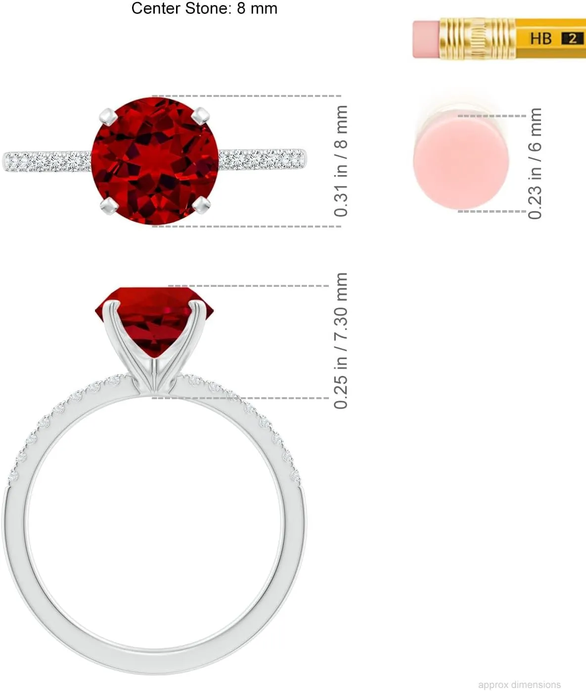 Angara Lab Grown Peg Head Round Ruby Classic Engagement Ring in 14K Solid Gold/Platinum | July Birthstone, Birthday, Anniversary, Wedding Jewelry Gift for Women