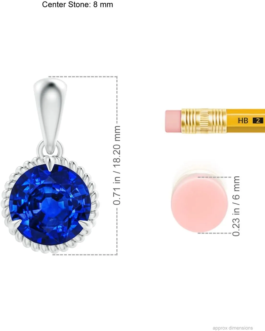 Angara Lab Grown Rope-Framed Claw-Set Blue Sapphire Solitaire Pendant in Silver / 14K Solid Gold/Platinum | September Birthstone, Birthday, Engagement, Anniversary, Wedding Jewelry Gift for Women