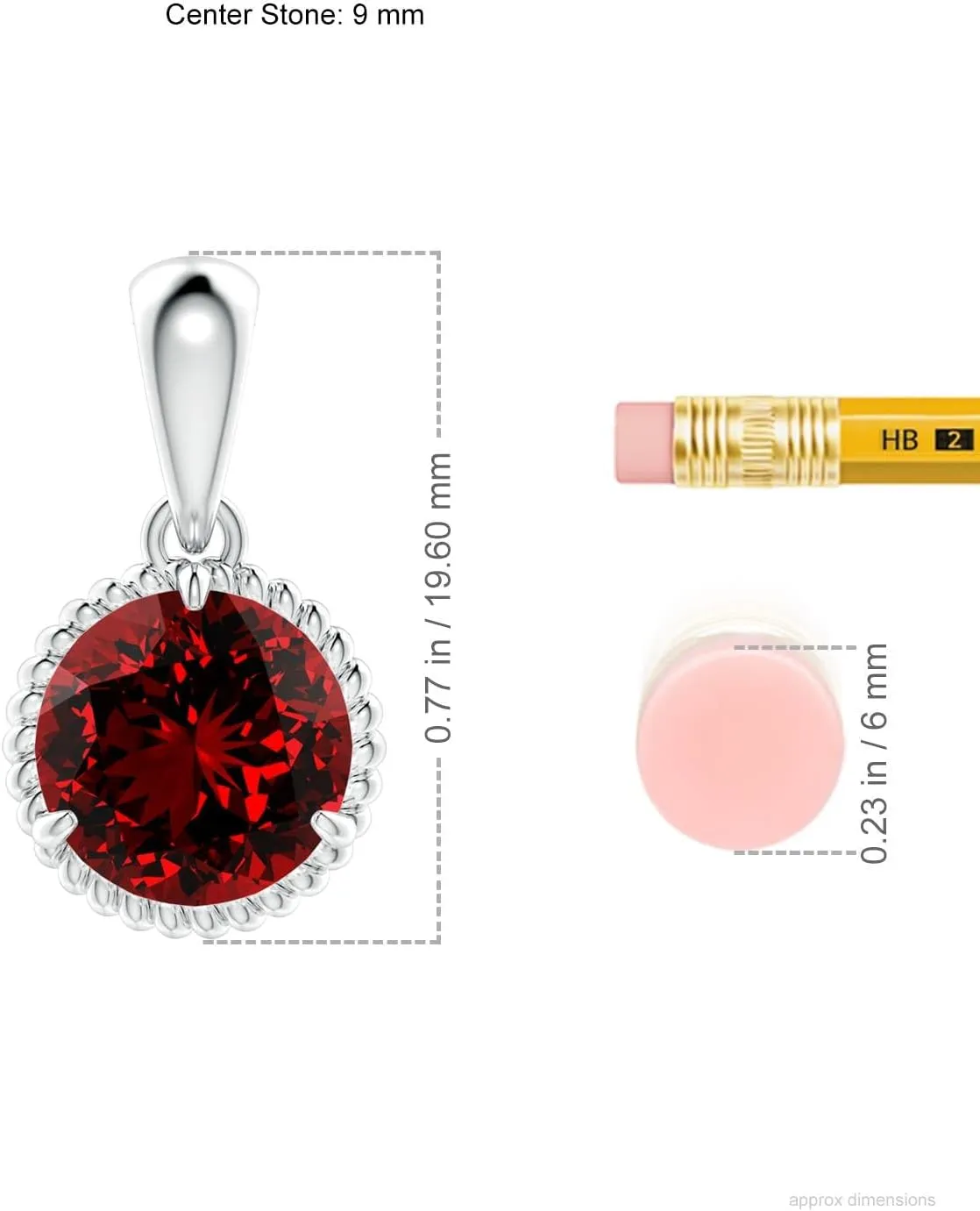 Angara Lab Grown Rope-Framed Claw-Set Ruby Solitaire Pendant in Silver / 14K Solid Gold/Platinum | Birthday, Engagement, Anniversary, Wedding Jewelry Gift for Women