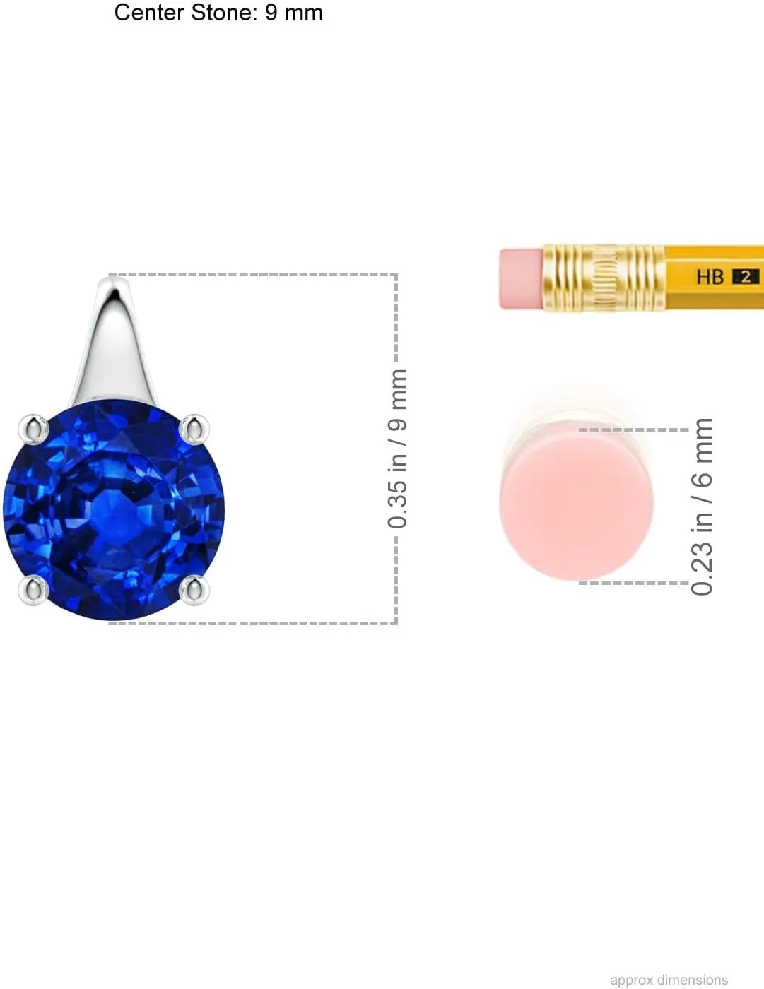 Angara Lab Grown Round Blue Sapphire Solitaire Pendant in 14K Solid Gold/Platinum | September Birthstone, Birthday, Engagement, Anniversary, Wedding Jewelry Gift for Women