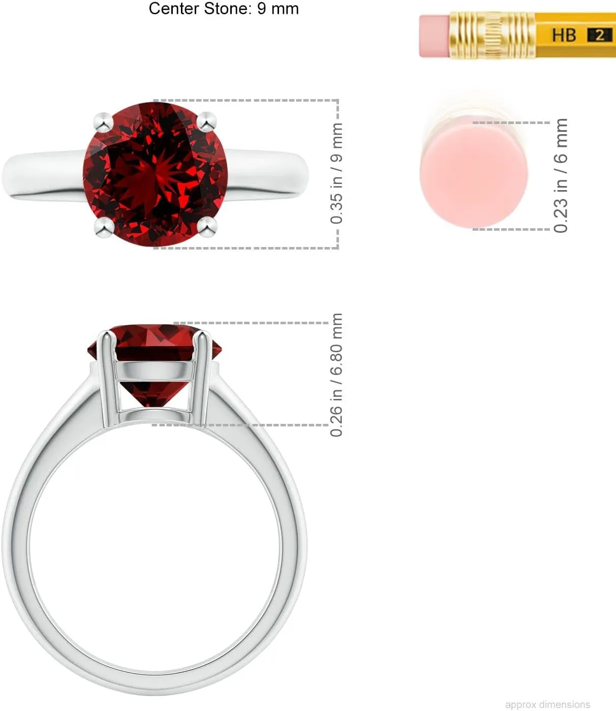 Angara Lab Grown Round Ruby Solitaire Engagement Ring in Silver / 14K Solid Gold/Platinum | July Birthstone, Birthday, Anniversary, Wedding Jewelry Gift for Women