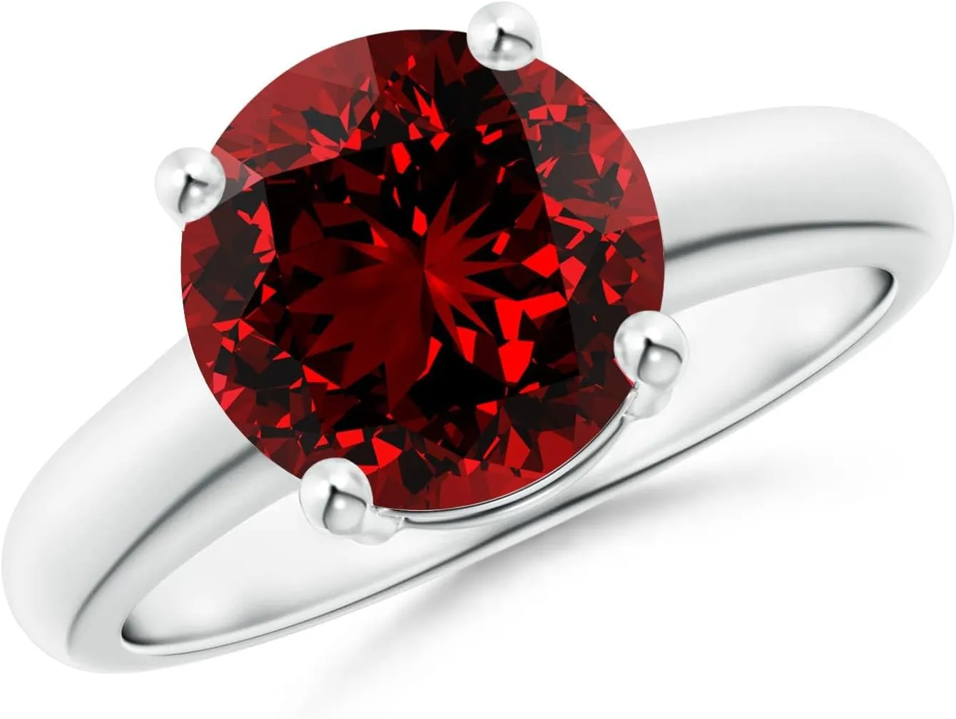 Angara Lab Grown Round Ruby Solitaire Engagement Ring in Silver / 14K Solid Gold/Platinum | July Birthstone, Birthday, Anniversary, Wedding Jewelry Gift for Women