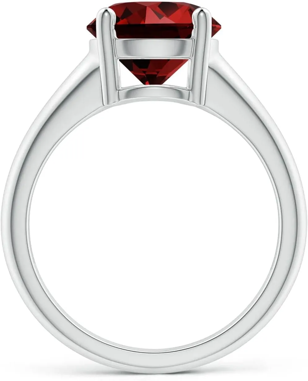 Angara Lab Grown Round Ruby Solitaire Engagement Ring in Silver / 14K Solid Gold/Platinum | July Birthstone, Birthday, Anniversary, Wedding Jewelry Gift for Women