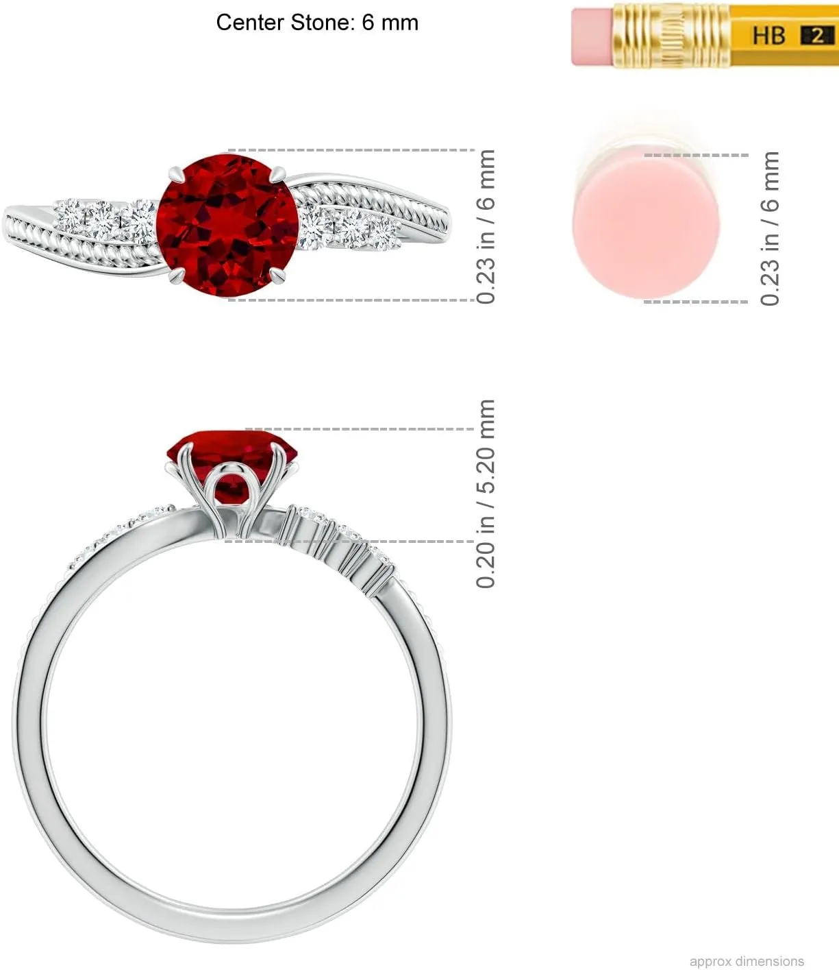 Angara Lab Grown Vintage Style Round Ruby Bypass Shank Engagement Ring in 14K Solid Gold/Platinum | July Birthstone, Birthday, Anniversary, Wedding Jewelry Gift for Women