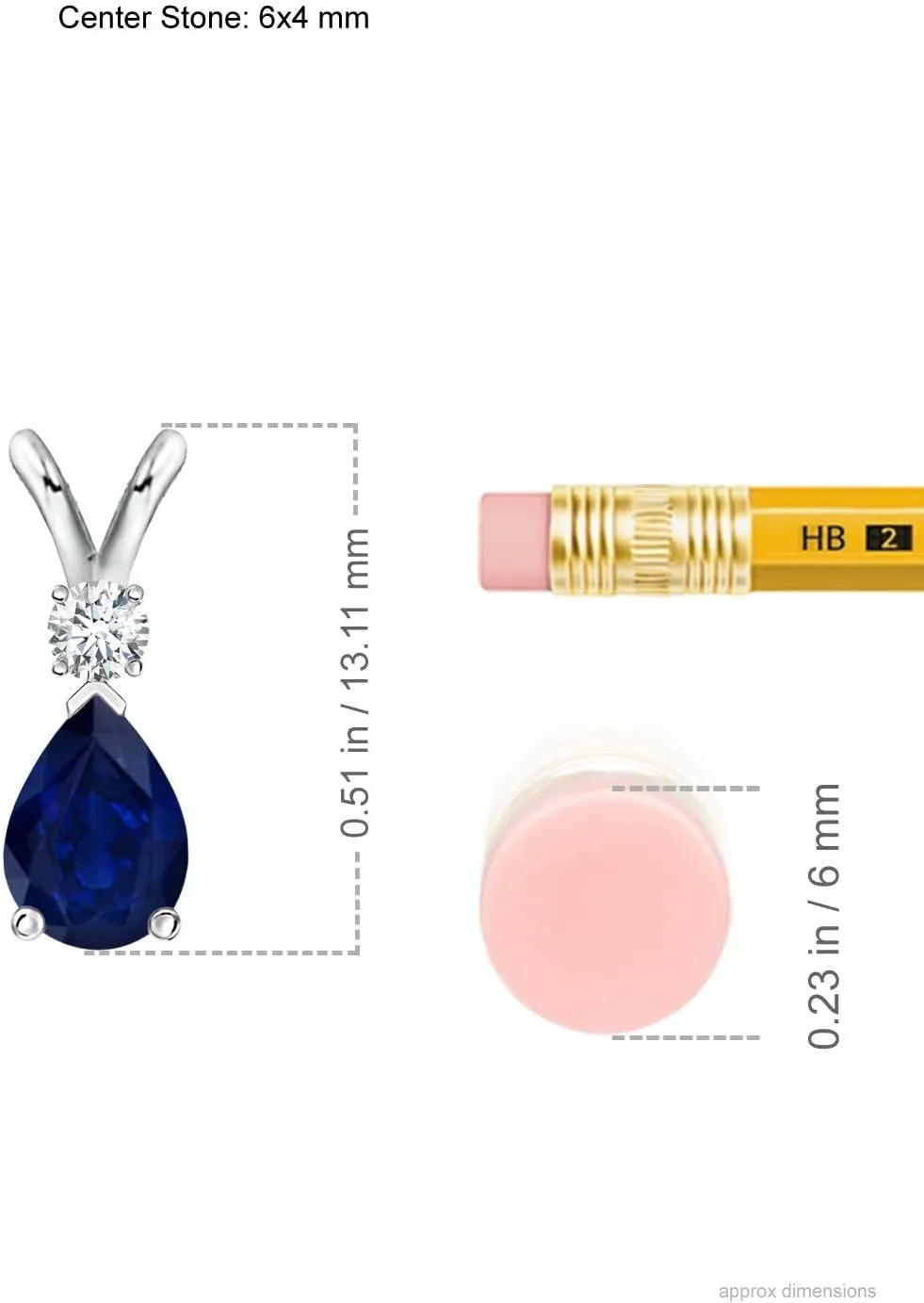 Angara Natural Blue Sapphire Teardrop Pendant with Diamond in Silver / 14K Solid Gold/Platinum | Birthday, Engagement, Anniversary, Wedding Jewelry Gift for Women