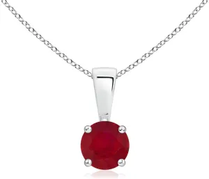 Angara Natural Ruby Classic Round Solitaire Pendant Necklace in 14k Solid Gold | July Birthstone, Birthday, Engagement, Anniversary, Wedding Jewelry Gift for Women