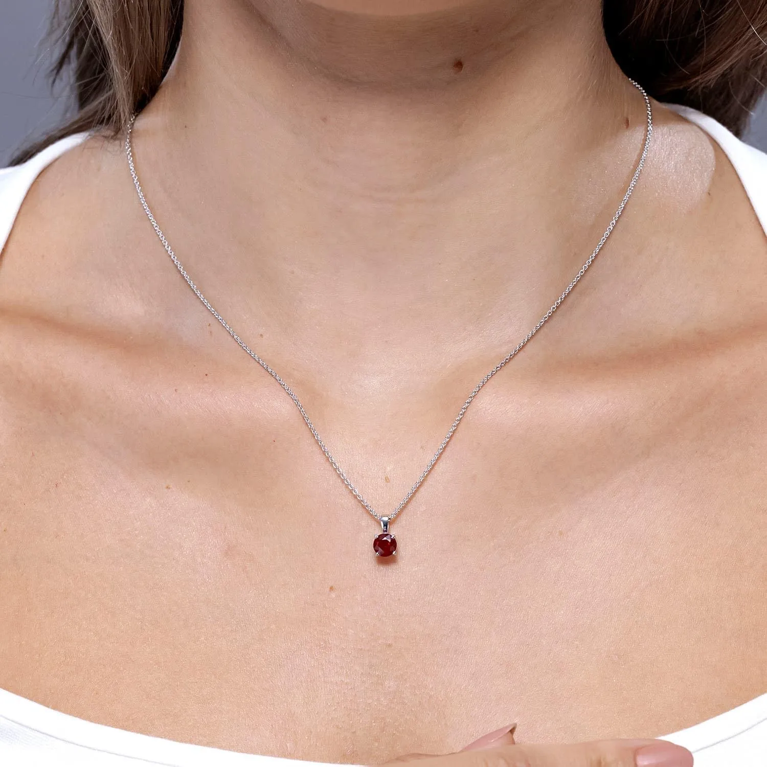 Angara Natural Ruby Classic Round Solitaire Pendant Necklace in 14k Solid Gold | July Birthstone, Birthday, Engagement, Anniversary, Wedding Jewelry Gift for Women