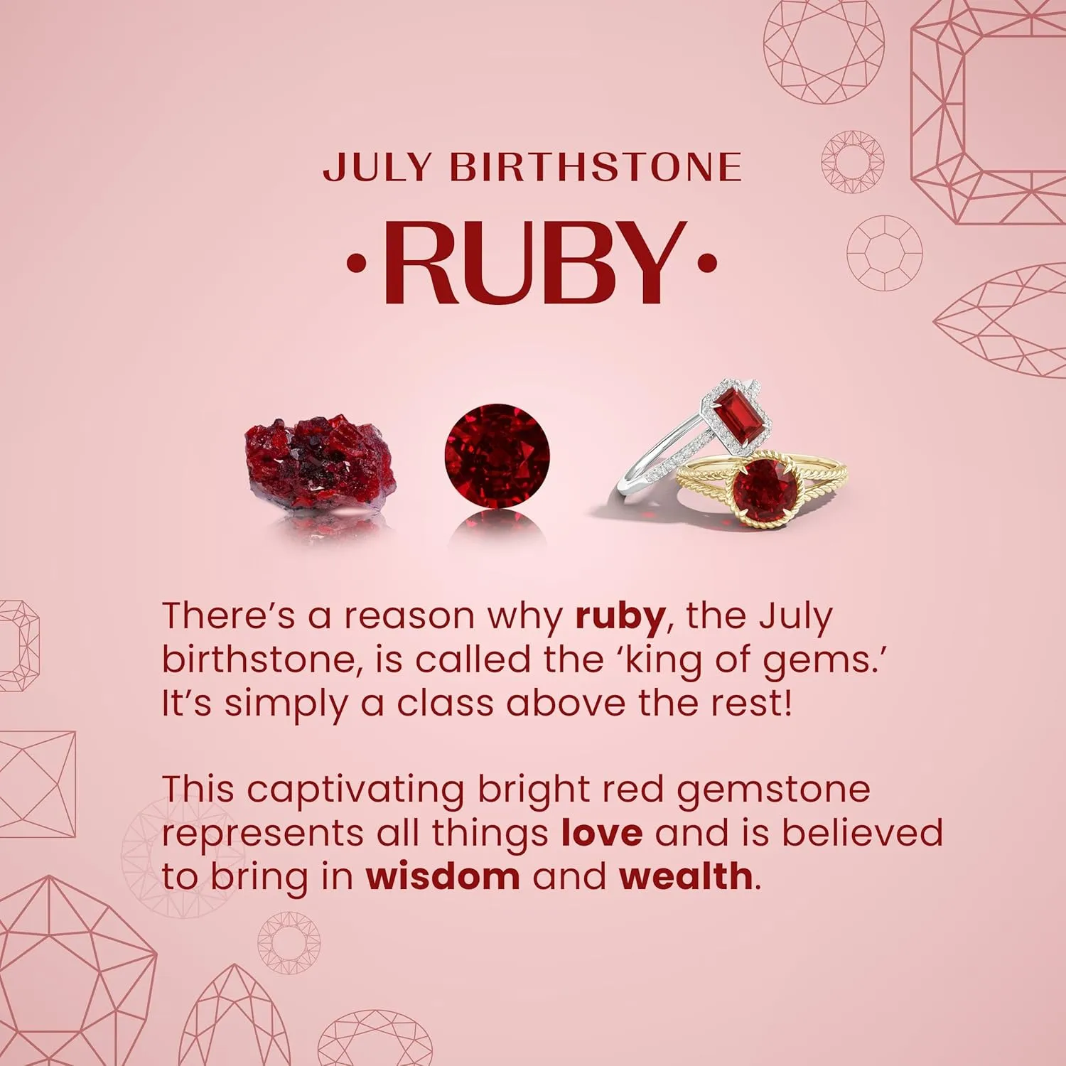 Angara Natural Ruby Three Stone Pendant Necklace with Diamond in Sterling Silver / 14K Solid Gold | July Birthstone, Birthday, Engagement, Anniversary, Wedding Jewelry Gift for Women