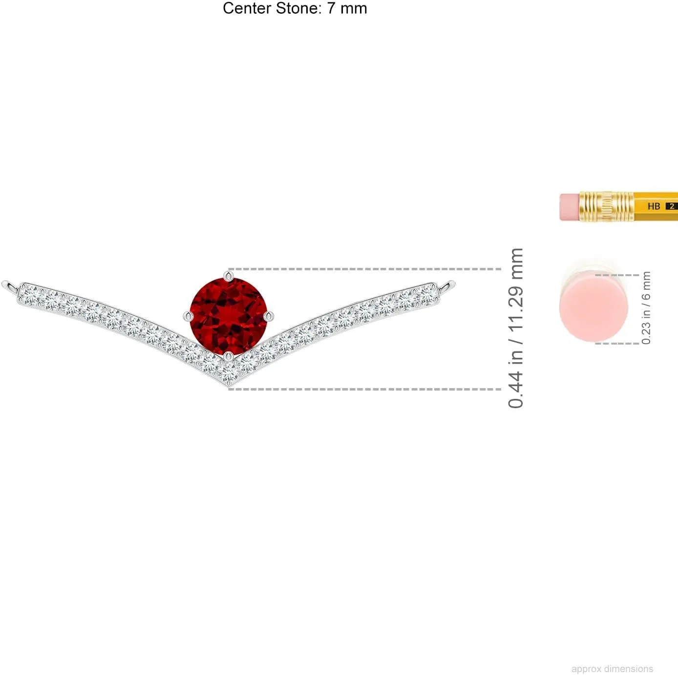Angara Round Lab Grown Ruby Chevron Necklace with Diamond Accents in 14K Solid Gold/Platinum | July Birthstone, Birthday, Engagement, Anniversary, Wedding Jewelry Gift for Women