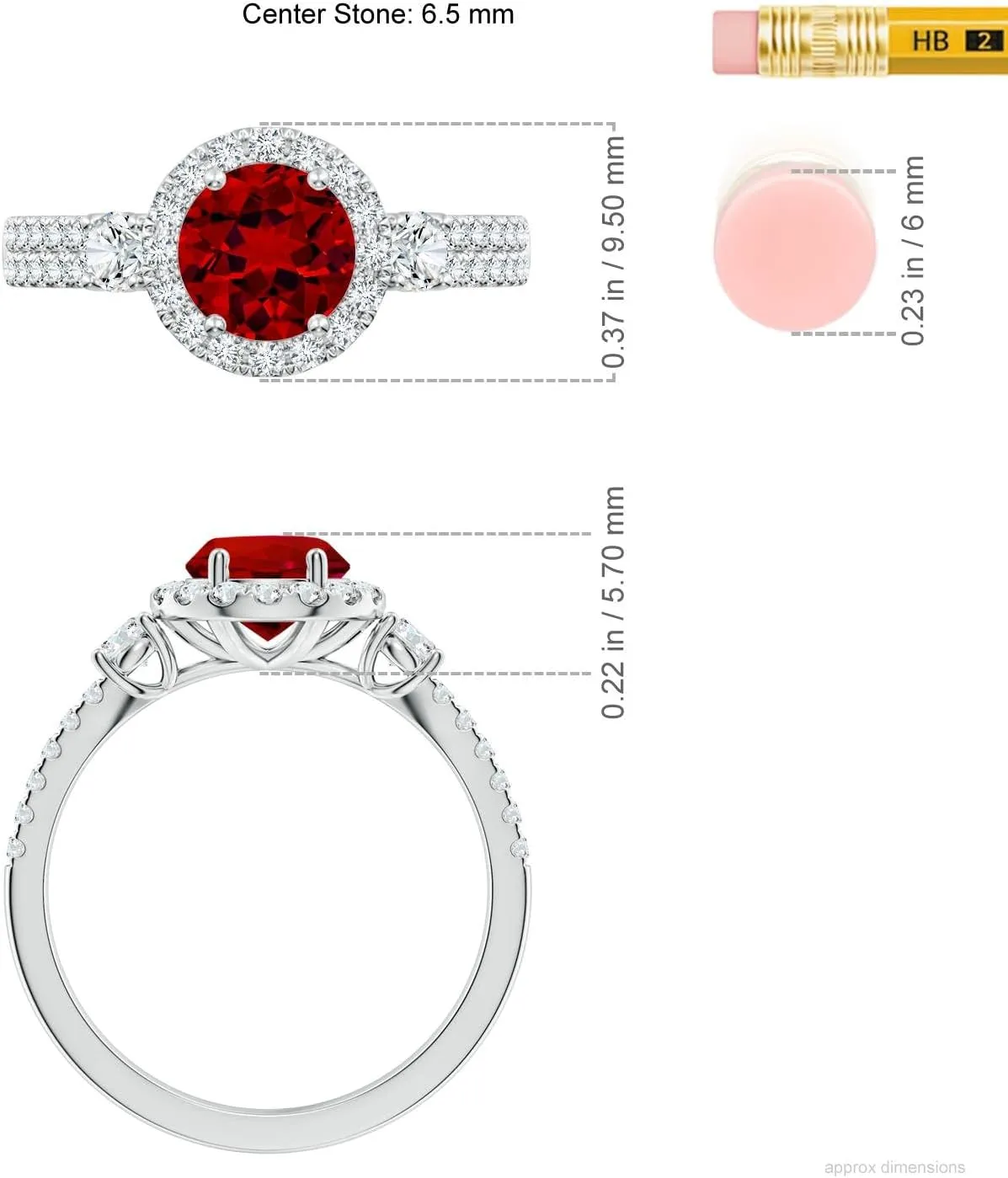 Angara Round Lab Grown Ruby Halo Double Shank Engagement Ring in 14K Solid Gold/Platinum | July Birthstone, Birthday, Anniversary, Wedding Jewelry Gift for Women