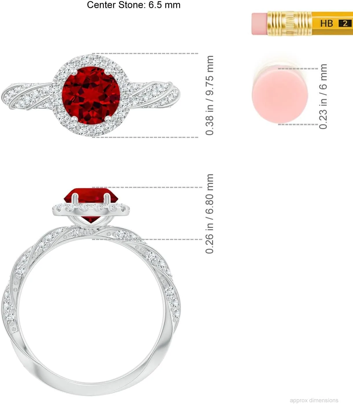 Angara Round Lab Grown Ruby Halo Twisted Rope Shank Engagement Ring in 14K Solid Gold/Platinum | July Birthstone, Birthday, Anniversary, Wedding Jewelry Gift for Women