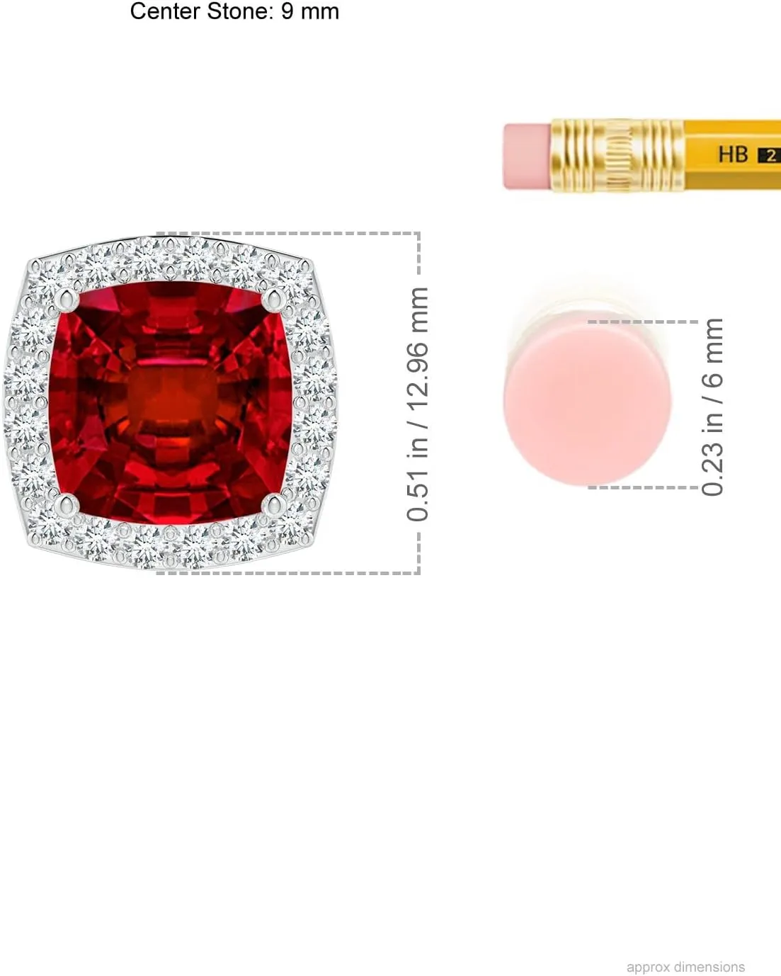 Angara Vintage Inspired Cushion Lab Grown Ruby Halo Pendant in 14K Solid Gold/Platinum | July Birthstone, Birthday, Engagement, Anniversary, Wedding Jewelry Gift for Women