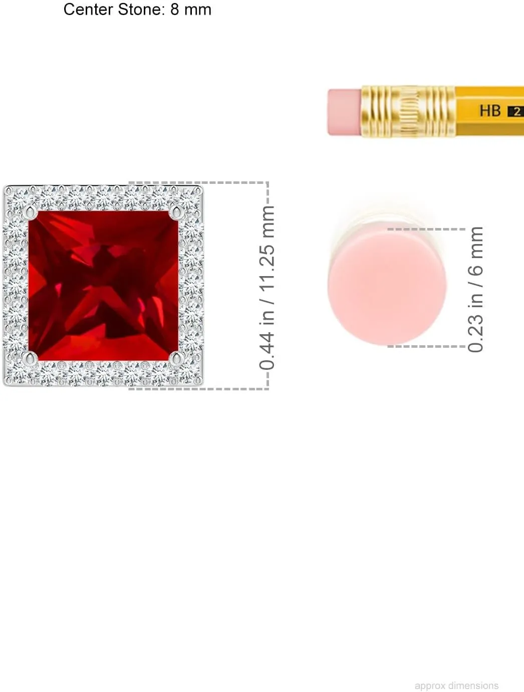 Angara Vintage Inspired Square Lab Grown Ruby Halo Pendant in 14K Solid Gold/Platinum | July Birthstone, Birthday, Engagement, Anniversary, Wedding Jewelry Gift for Women