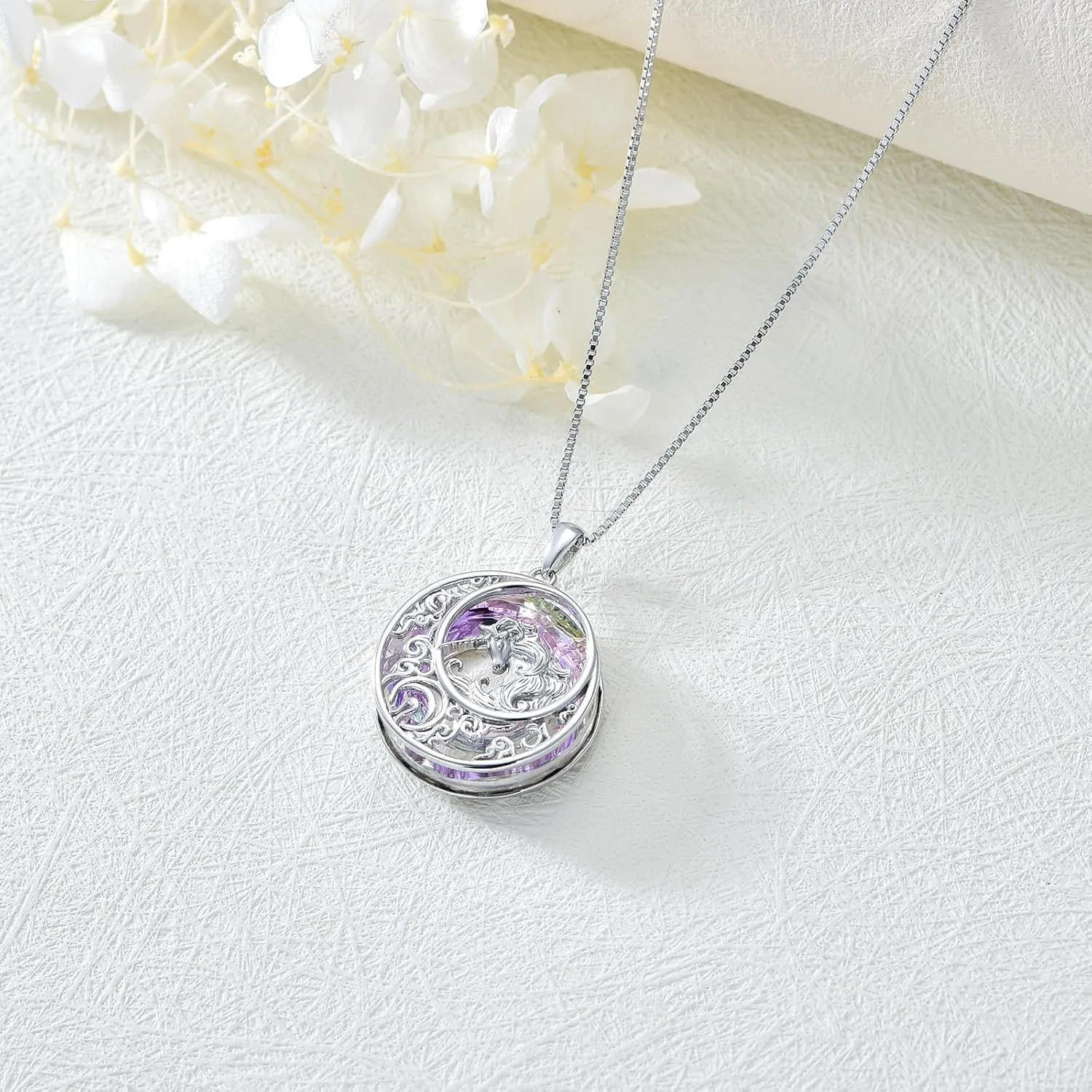 Animal Crystal Necklace 925 Sterling Silver Panda Owl Unicorn Otter Phoenix Pendant Necklace Jewelry Gifts for Women Animal Lovers