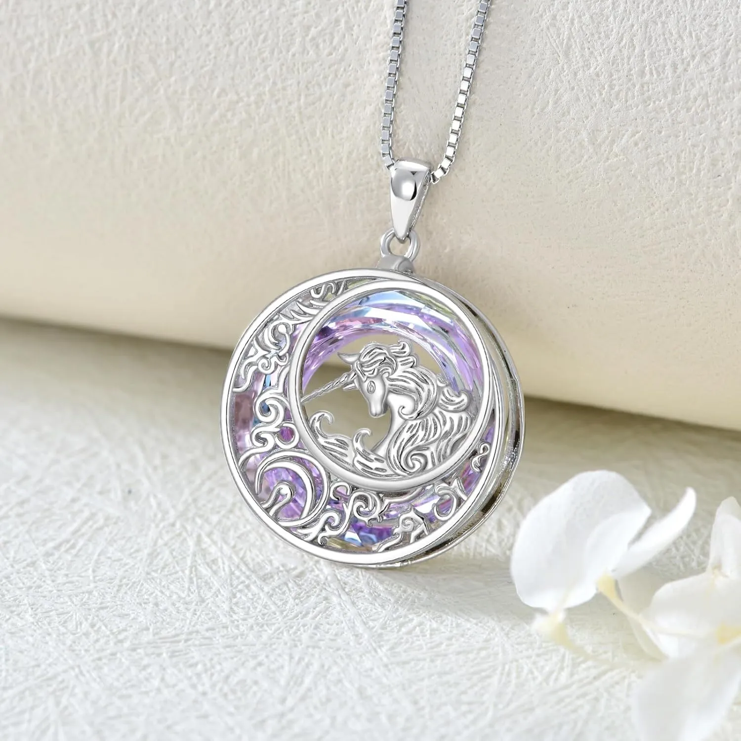 Animal Crystal Necklace 925 Sterling Silver Panda Owl Unicorn Otter Phoenix Pendant Necklace Jewelry Gifts for Women Animal Lovers