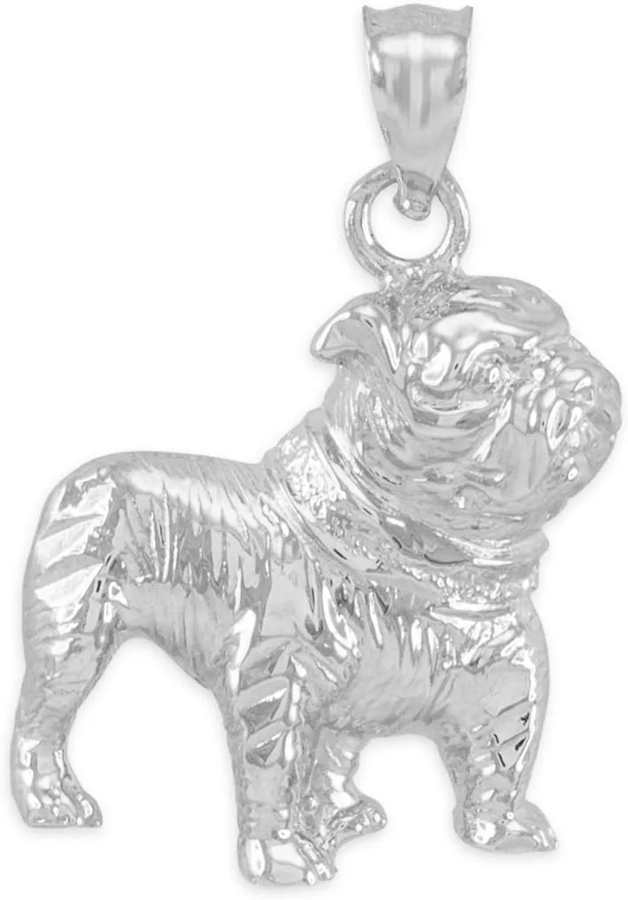 Animal Kingdom Polished 925 Sterling Silver English Bulldog Charm Pendant Necklace