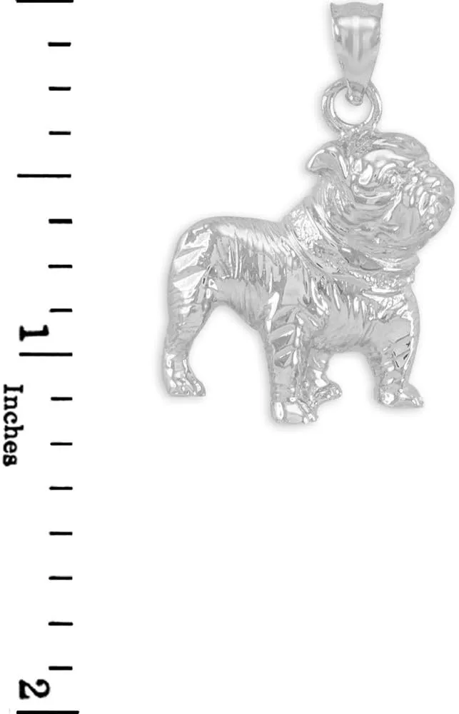 Animal Kingdom Polished 925 Sterling Silver English Bulldog Charm Pendant Necklace