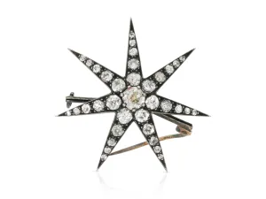 Antique Georgian 5.00 Carat Diamond Starburst Brooch