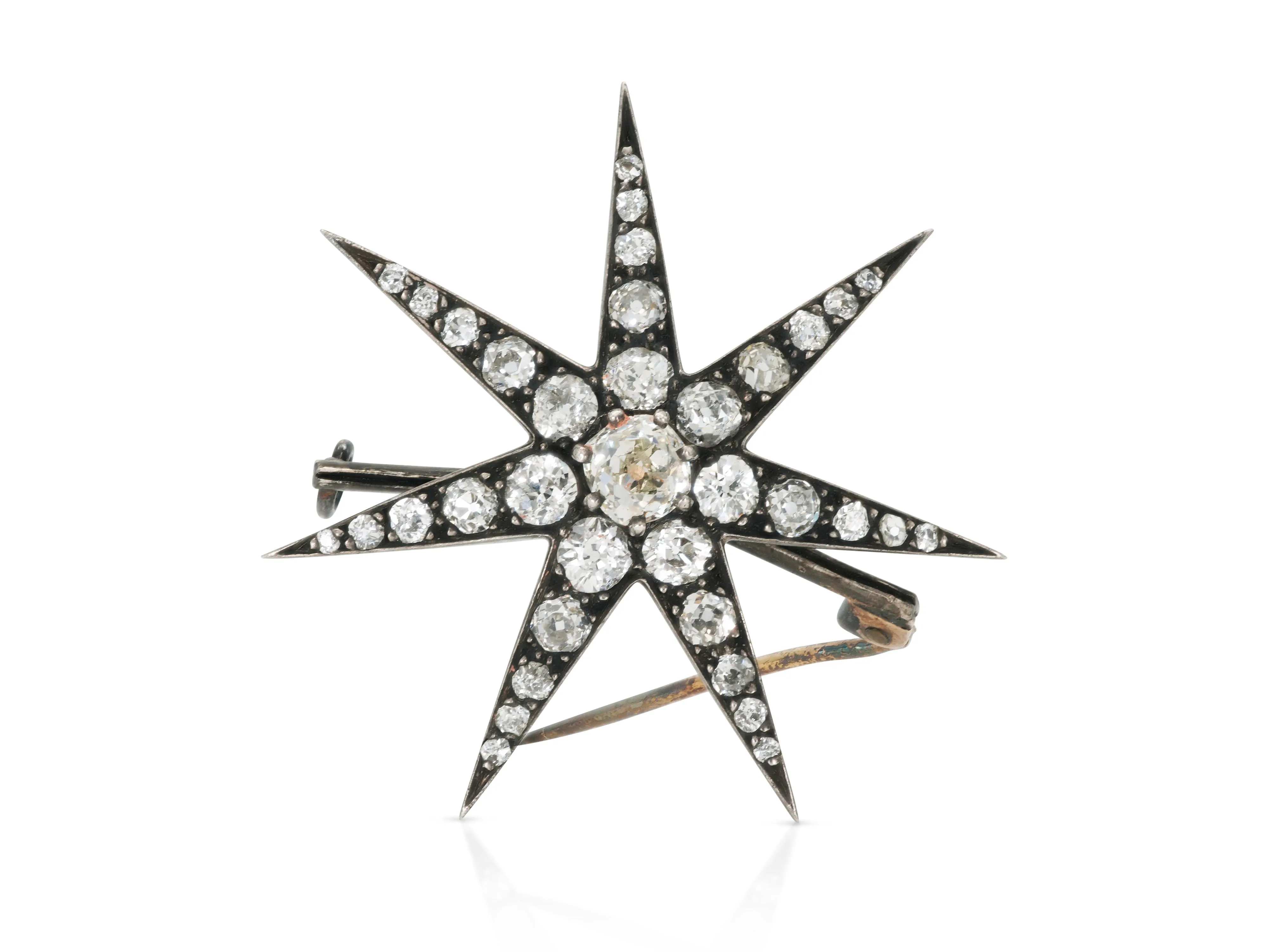 Antique Georgian 5.00 Carat Diamond Starburst Brooch