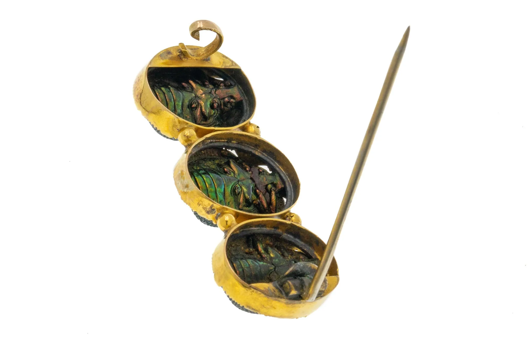 Antique Scarab Beetle Brooch