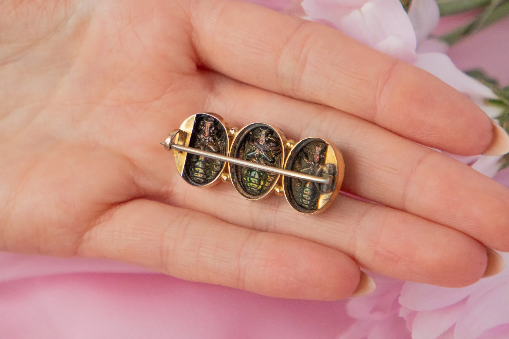 Antique Scarab Beetle Brooch
