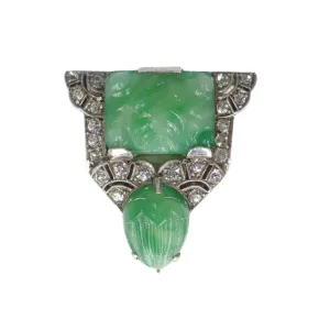 Antique Silver Jade Glass Paste Clip