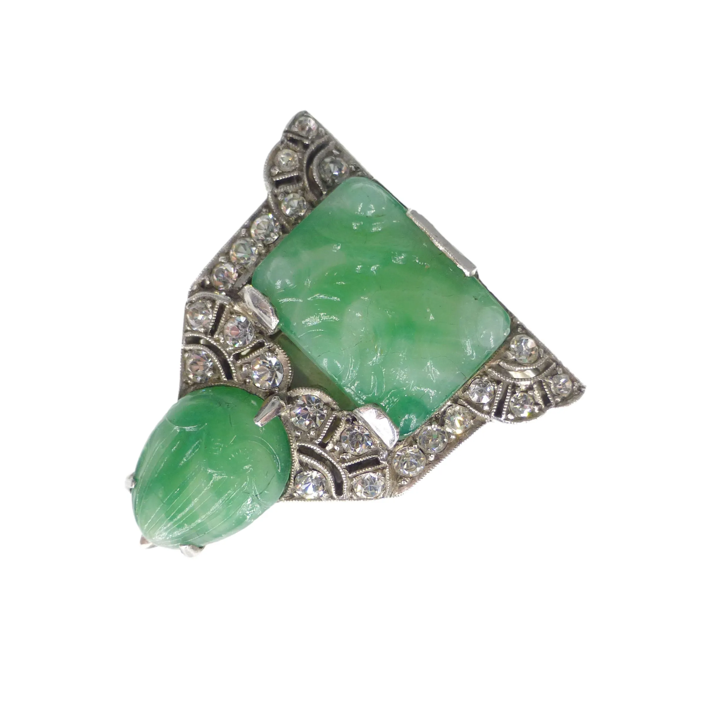 Antique Silver Jade Glass Paste Clip