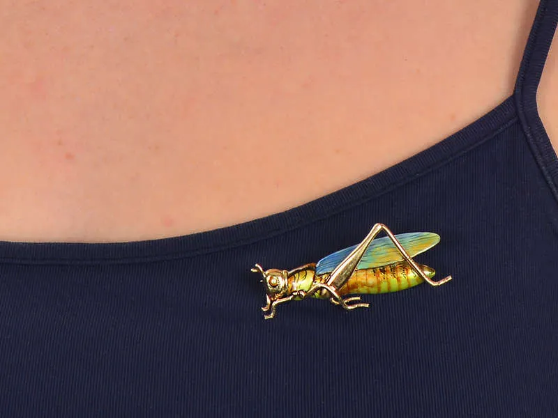 Antique Sloan & Co. Enamel Grasshopper Brooch