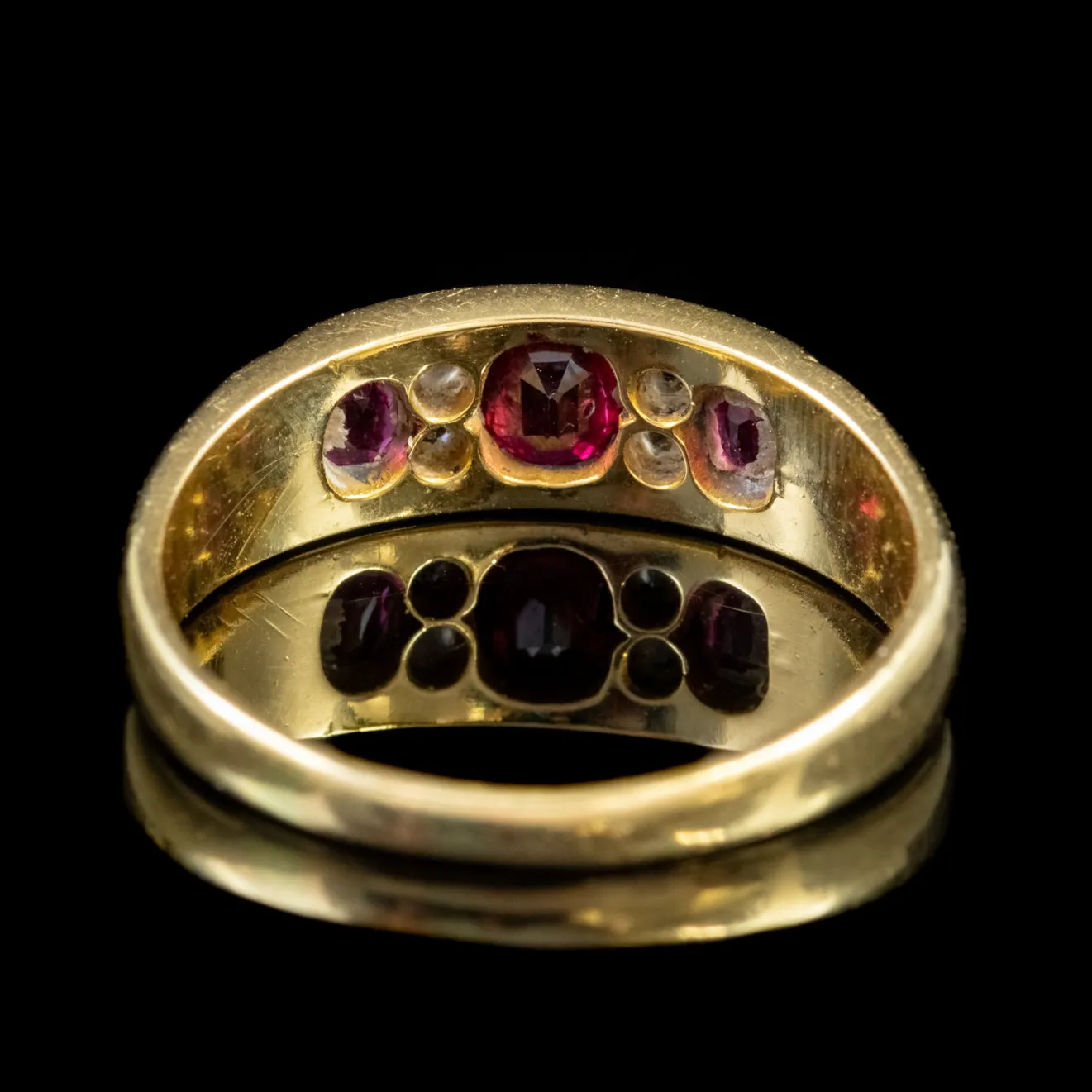 Antique Victorian Ruby Diamond Ring 18Ct Gold Circa 1894