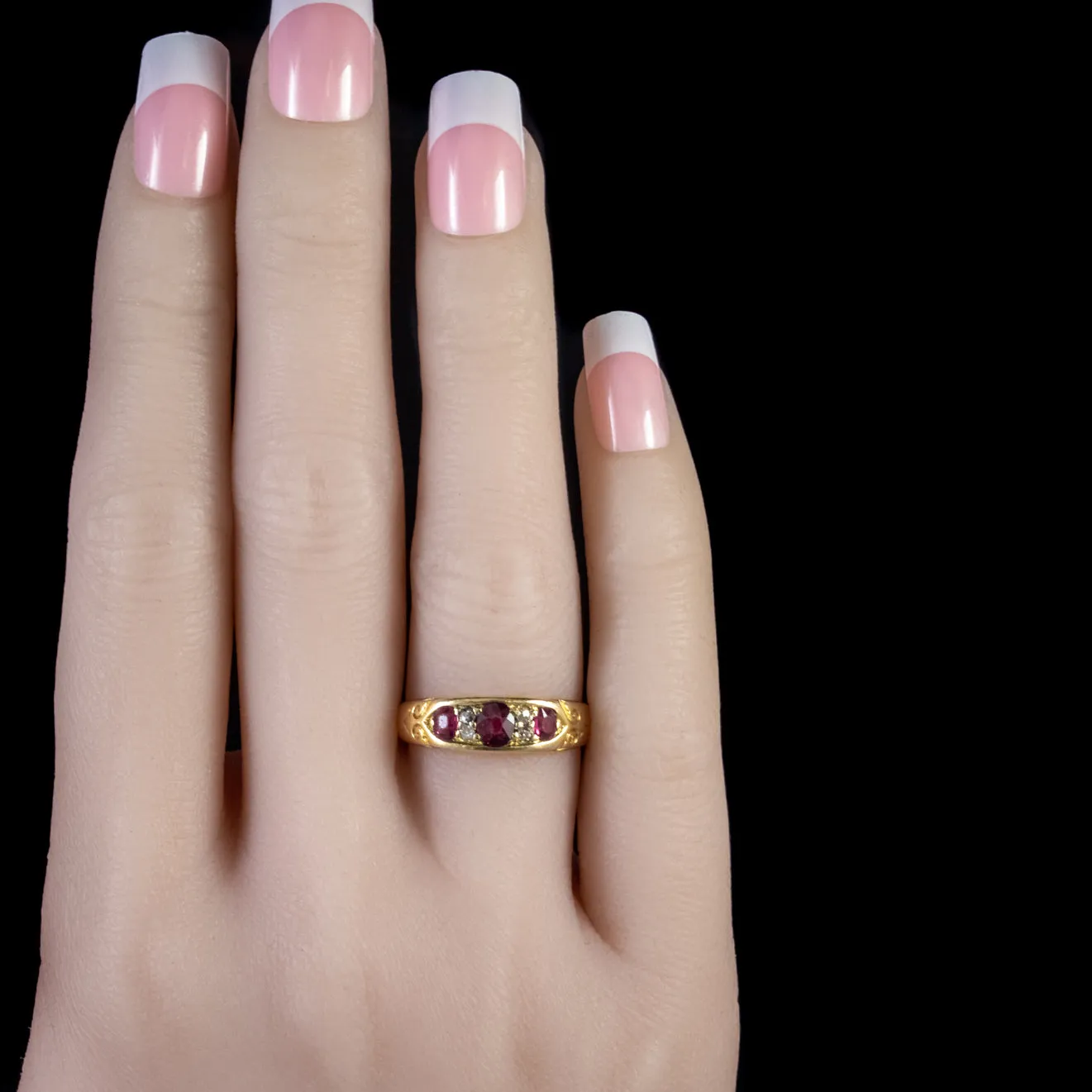 Antique Victorian Ruby Diamond Ring 18Ct Gold Circa 1894