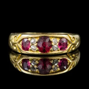 Antique Victorian Ruby Diamond Ring 18Ct Gold Circa 1894