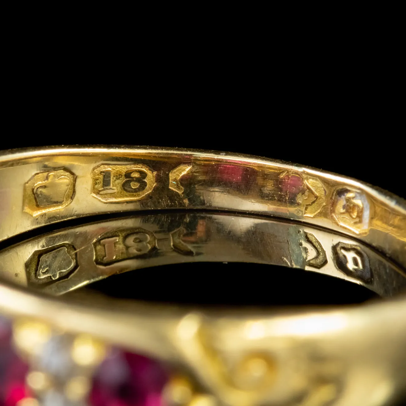 Antique Victorian Ruby Diamond Ring 18Ct Gold Circa 1894