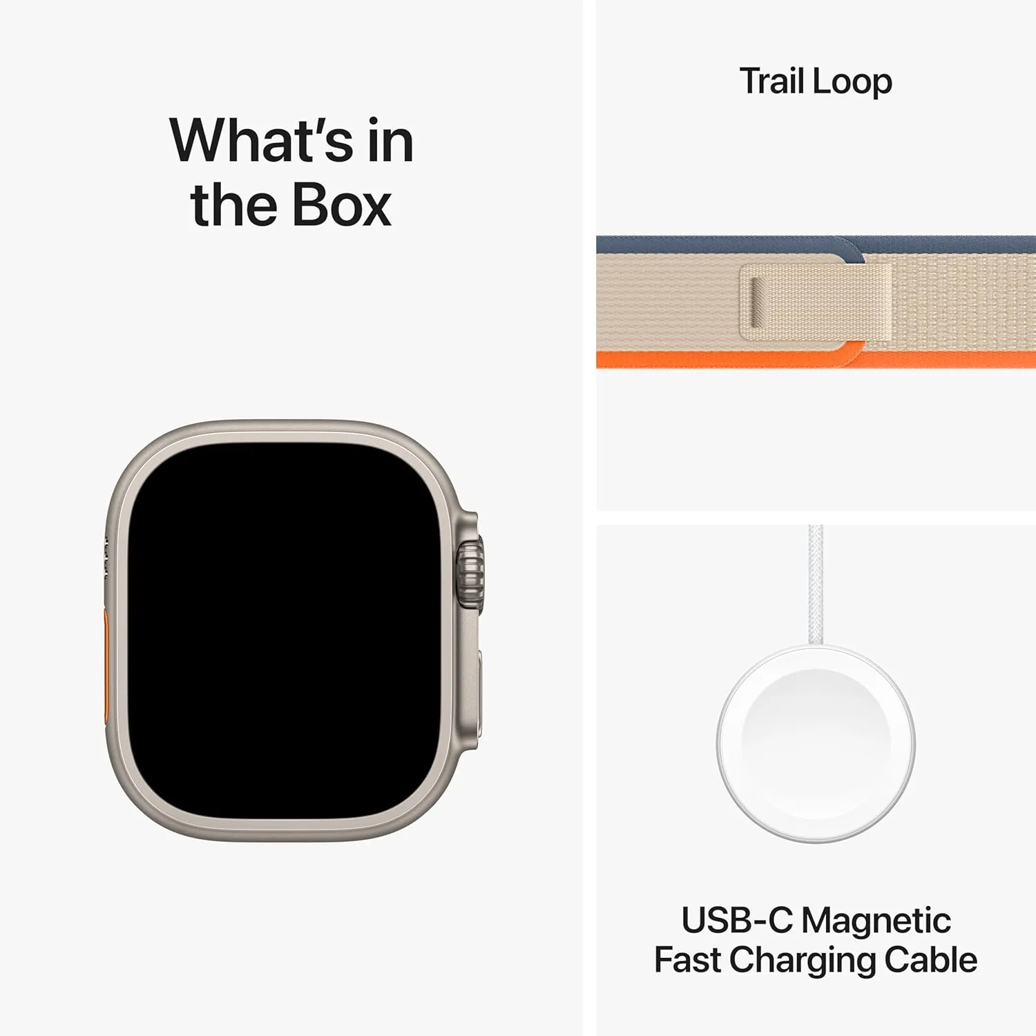 Apple Watch Ultra 2 [GPS   Cellular, 49mm] - Rugged Titanium Case with Orange/Beige Trail Loop, M/L (Renewed)