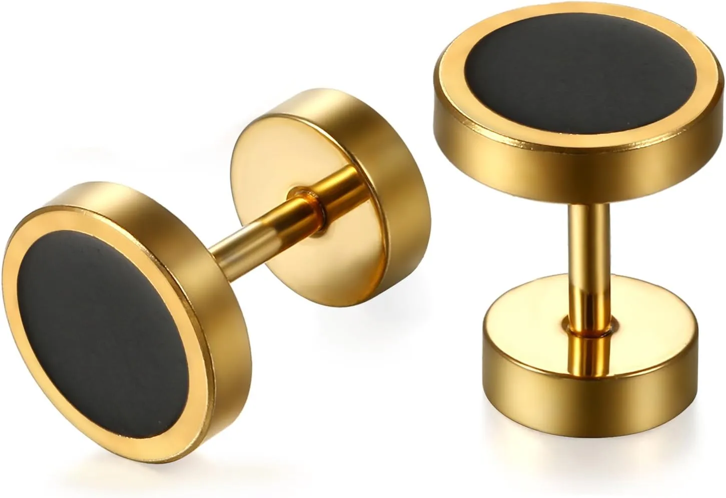 Aroncent Stud Earrings for Men Women Fake Gauge Fake Earrings Stainless Steel Earrings 8MM Rosegold