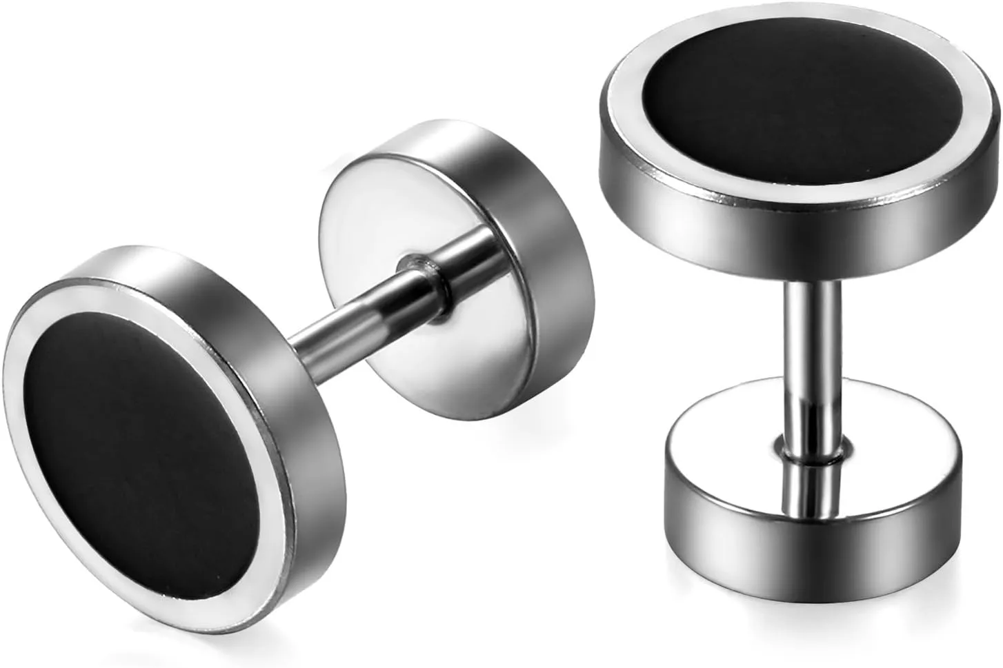 Aroncent Stud Earrings for Men Women Fake Gauge Fake Earrings Stainless Steel Earrings 8MM Rosegold